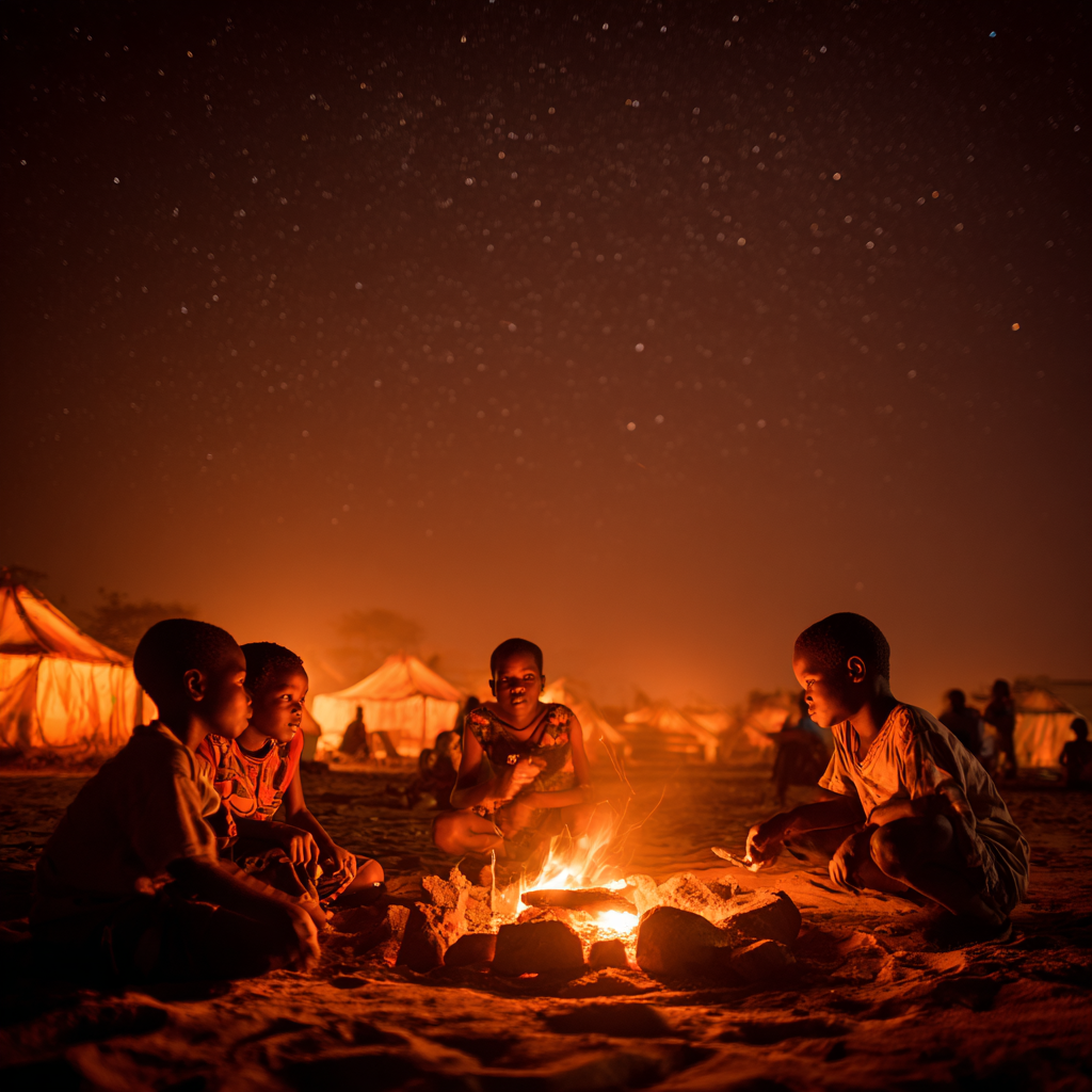 Feu de camp sous les étoiles